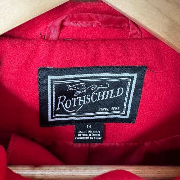 Rothschild Ruffle Coat Girls S L (14) Scarlet Red Lined Mid Length Jacket - Picture 5 of 11